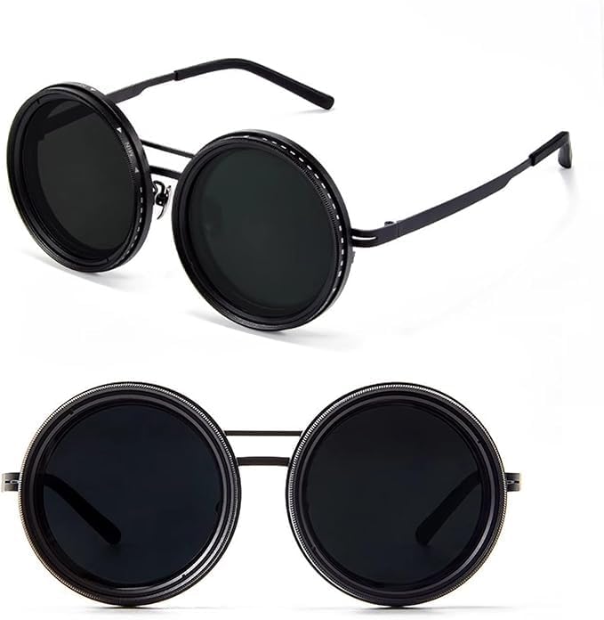 Adjustable Sunglasses Fishing Eyewear For Home Adjustable Brightness Outdoor 1-9 Gears Adjustable Travelling Style Sporting Goods Goggles Rounded Polarized Glasses