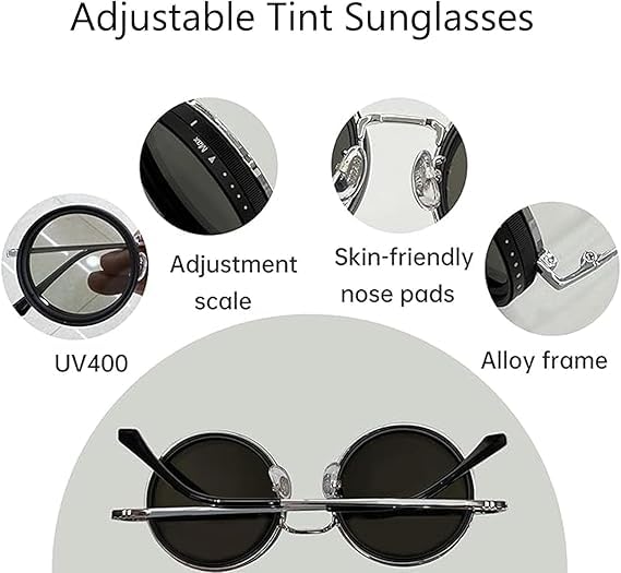 Adjustable Sunglasses Fishing Eyewear For Home Adjustable Brightness Outdoor 1-9 Gears Adjustable Travelling Style Sporting Goods Goggles Rounded Polarized Glasses