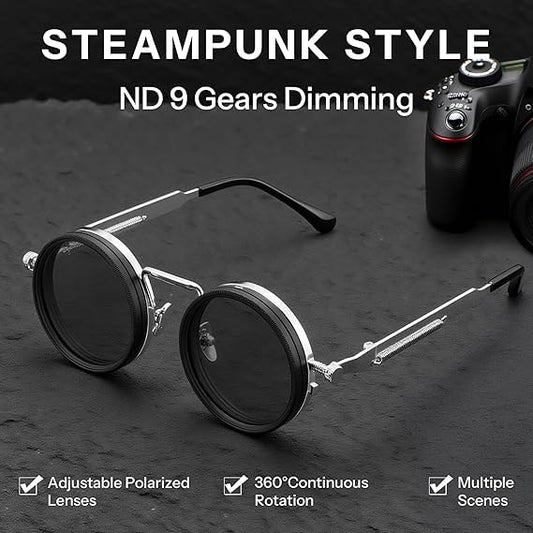 Adjustable Sunglasses Fishing Eyewear For Home Adjustable Brightness Outdoor 1-9 Gears Adjustable Travelling Style Sporting Goods Goggles Rounded Polarized Glasses
