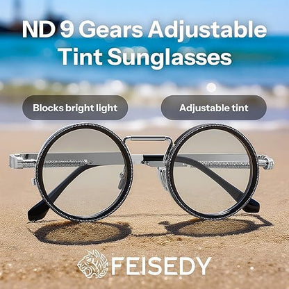 Adjustable Sunglasses Fishing Eyewear For Home Adjustable Brightness Outdoor 1-9 Gears Adjustable Travelling Style Sporting Goods Goggles Rounded Polarized Glasses