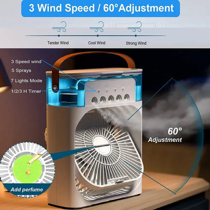 Portable 3 in 1 Air conditioner Fan & Cooler - Instant Cooling for Home & Office
